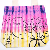 Tye-Dye Cotton Bag (6oz) - 38x42x12cm - Lotus Buddha - Multi Col - Natural Handle - best price from Maltashopper.com TDB-02