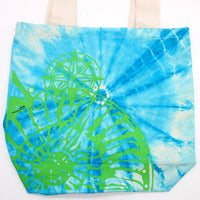 Tye-Dye Cotton Bag (6oz) - 38x42x12cm - Sea Shell - Blue/Green - Green Handle - best price from Maltashopper.com TDB-04