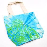 Tye-Dye Cotton Bag (6oz) - 38x42x12cm - Sea Shell - Blue/Green - Green Handle - best price from Maltashopper.com TDB-04