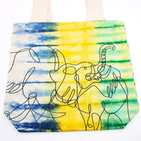 Tye-Dye Cotton Bag (6oz) - 38x42x12cm - Elephants - Multi - Natural Handle - best price from Maltashopper.com TDB-06