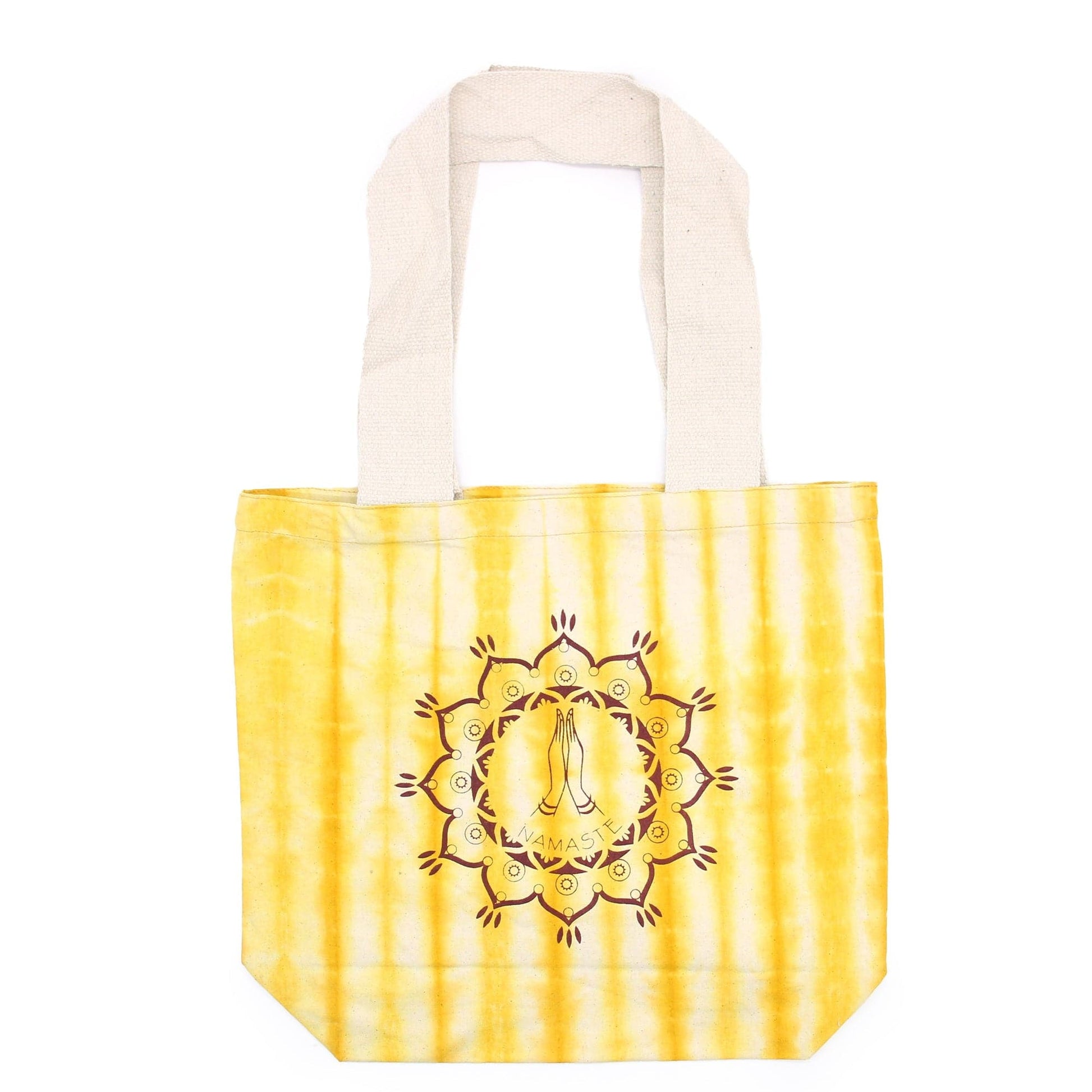 Tye-Dye Cotton Bag (6oz) - 38x42x12cm -  Namaste Hands - Yellow - Natural Handle - best price from Maltashopper.com TDB-09