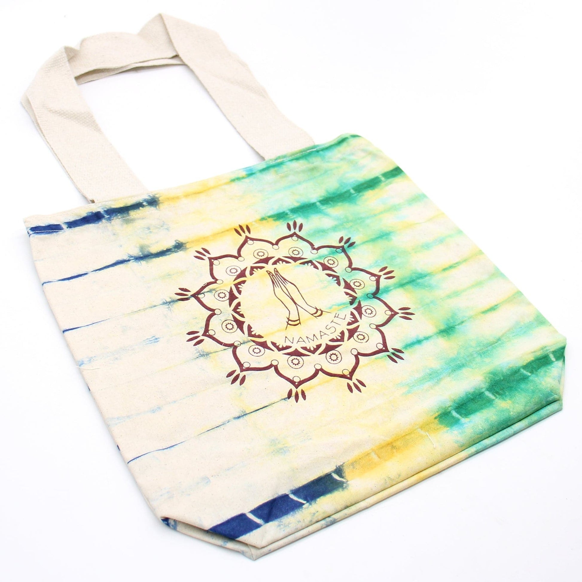 Tye-Dye Cotton Bag (6oz) - 38x42x12cm -  Namaste Hands - Multi - Natural Handle - best price from Maltashopper.com TDB-10