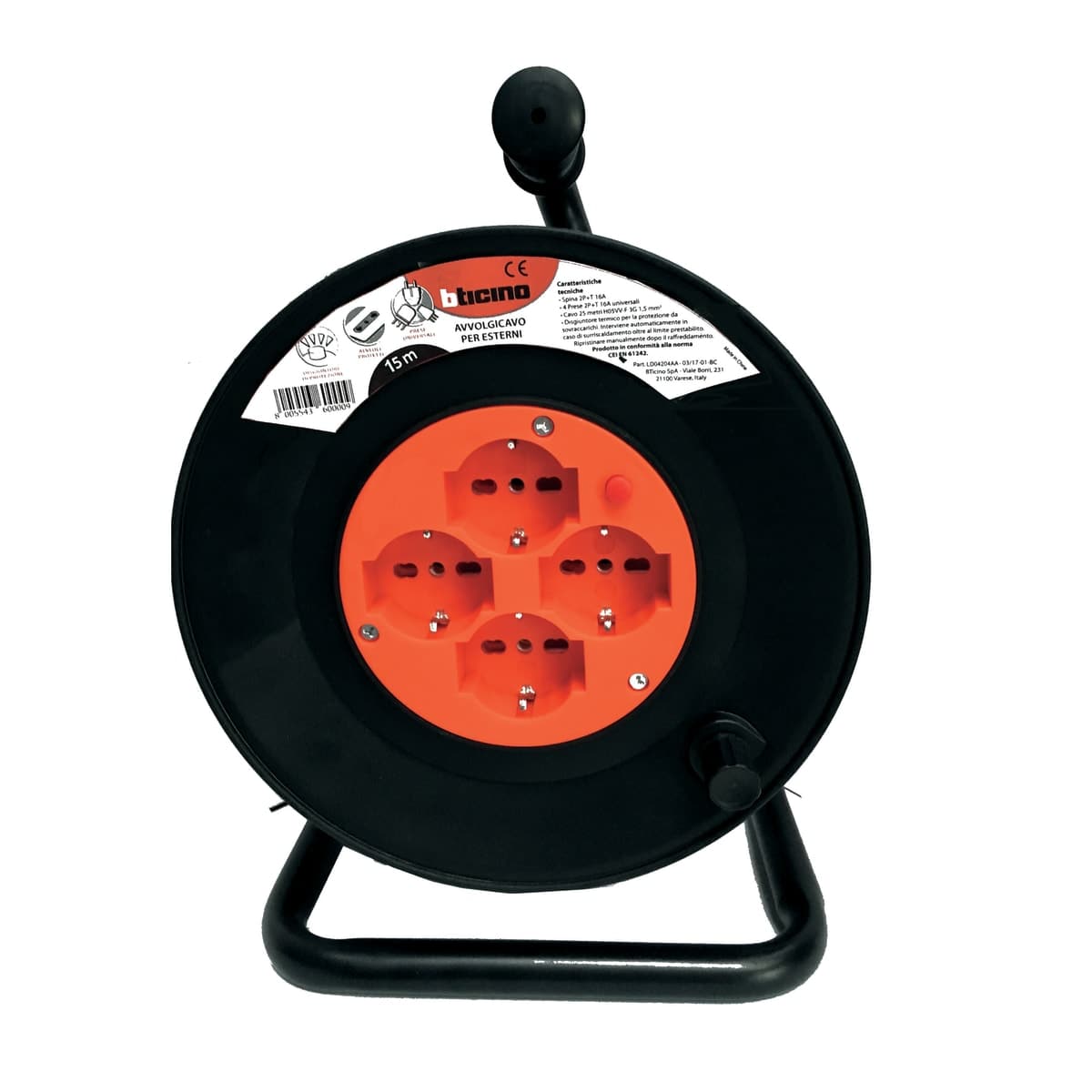 Bricocenter CABLE REEL 3 X 1.5 4 MULTI-STANDARD SOCKETS