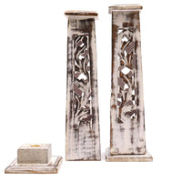 Tapered Incense Tower Washed Des2 - Mango Wood - best price from Maltashopper.com ISH-131M