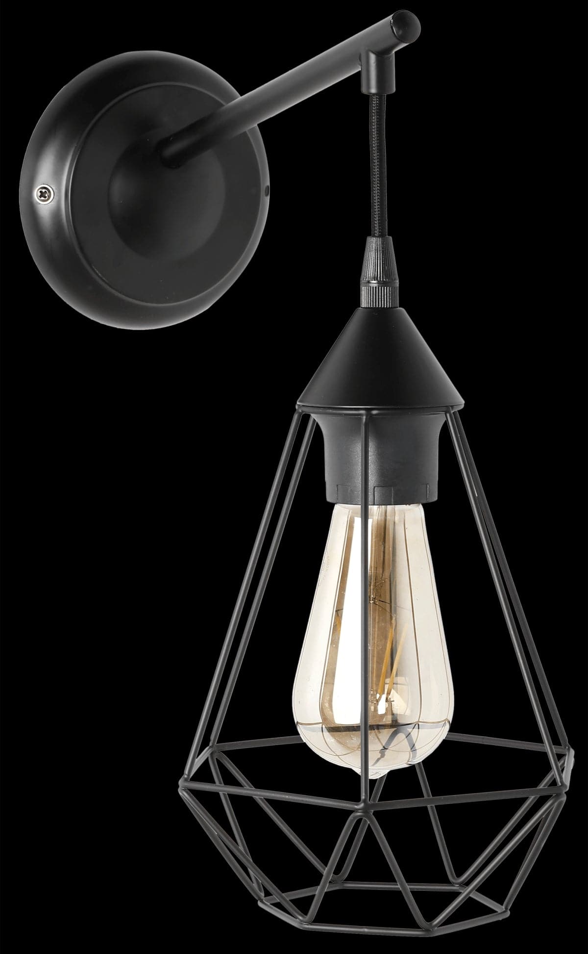 WALL LIGHT BYRON METAL BLACK 15.5X27.5 E27=60W - best price from Maltashopper.com BR420004045