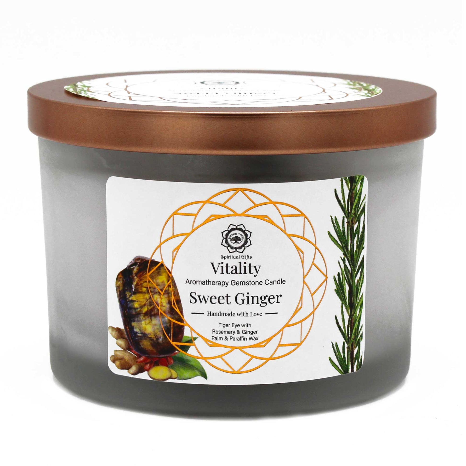 Sweet Ginger and Tiger Eye Gemstone Candle - Vitality - best price from Maltashopper.com GTCAND-02