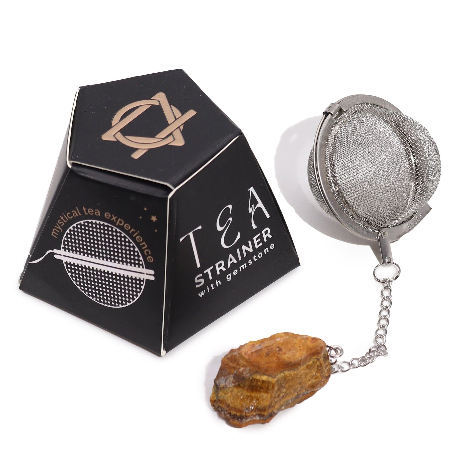 Raw Crystal Gemstone Tea Strainer - Gold Tigers Eye - best price from Maltashopper.com CGTS-09
