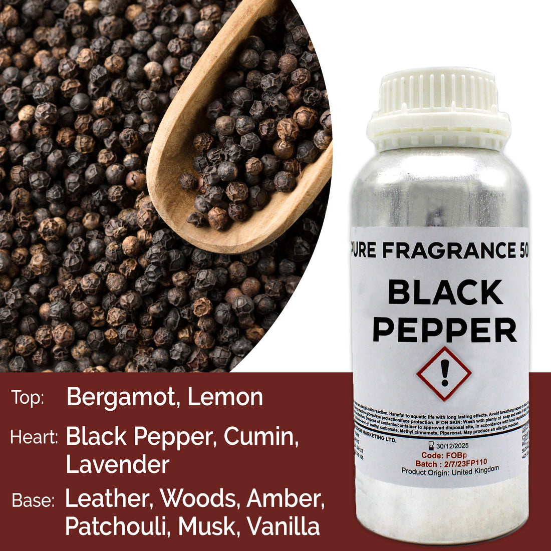 Black Pepper Pure Fragrance Oil - 500ml
