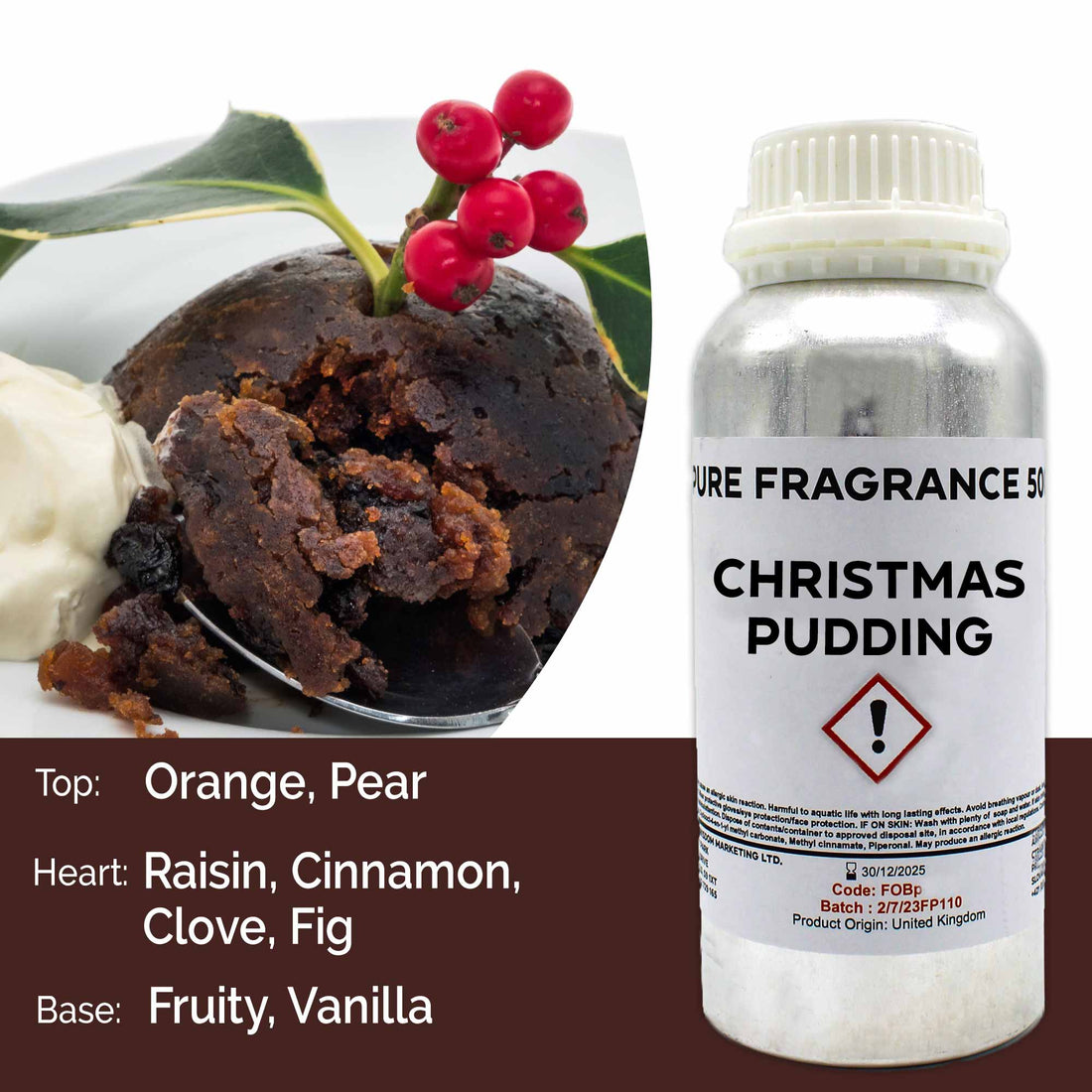Christmas Pudding Pure Fragrance Oil - 500ml