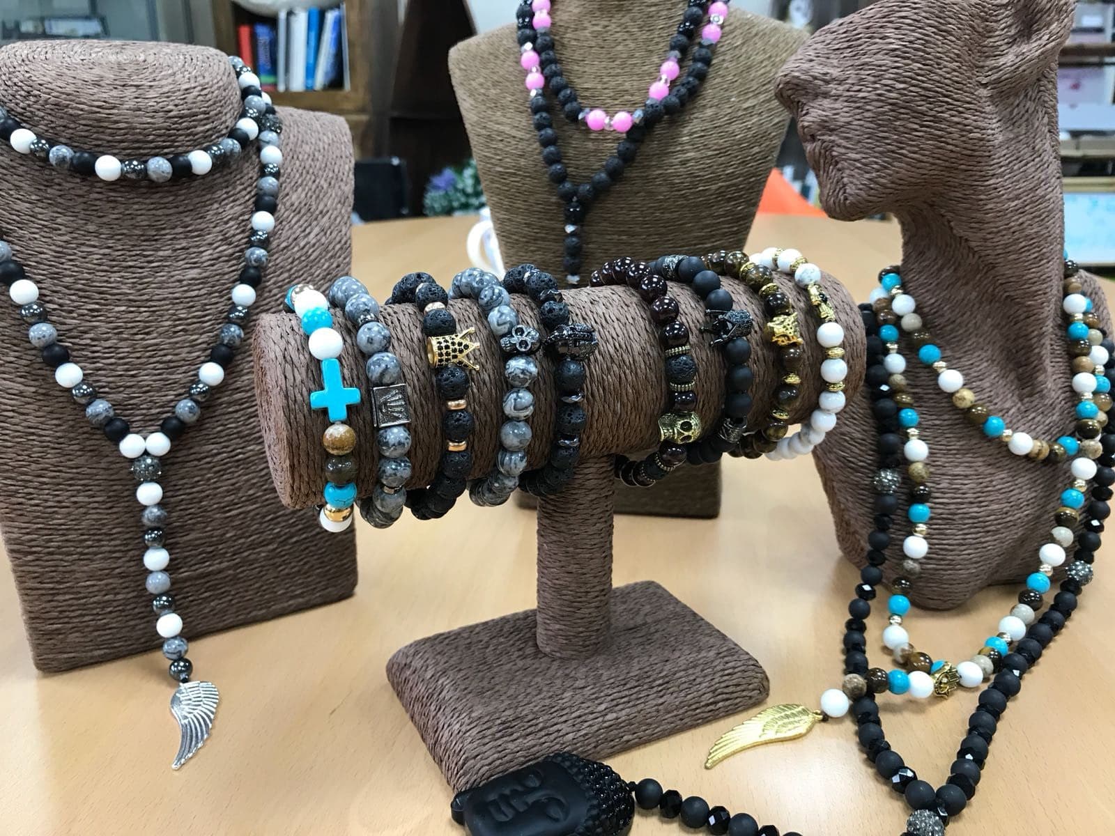 Bliss Gold Hamsa / Lava Stone - Gemstone Bracelet