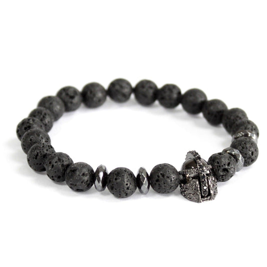 Bliss Knight's Helmet / Lava Stone - Gemstone Bracelet