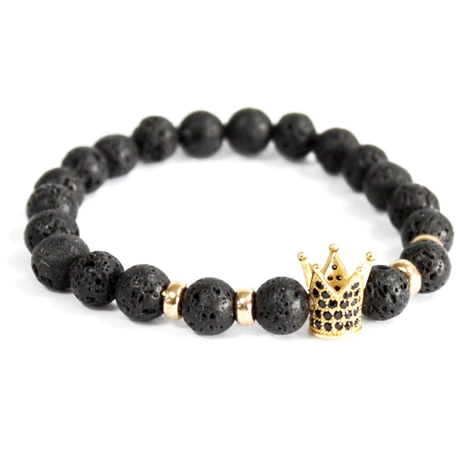 Bliss Gold Crown / Lava Stone - Gemstone Bracelet