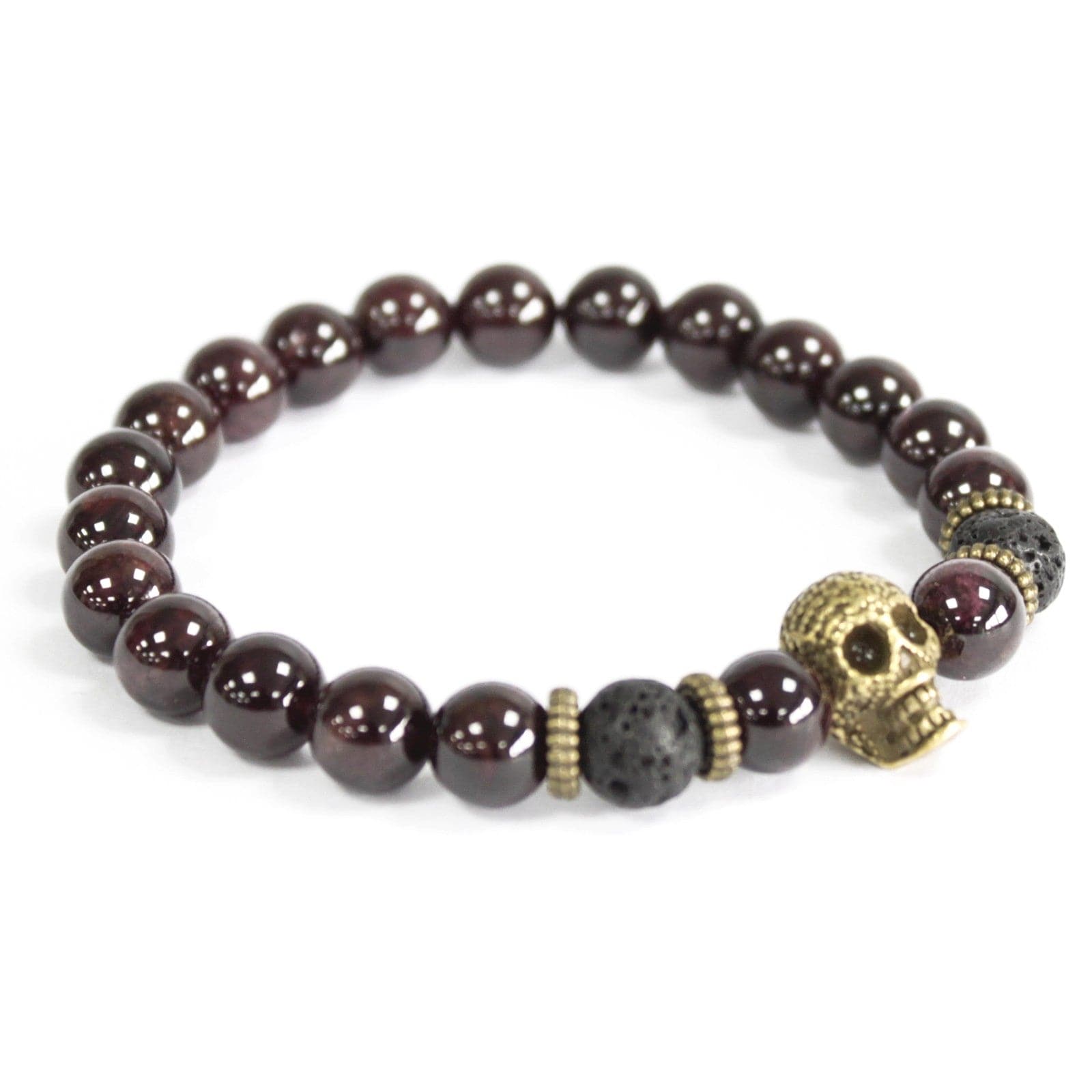 Bronze Skull / Blood Stone - Gemstone Bracelet - best price from Maltashopper.com BOHO-07