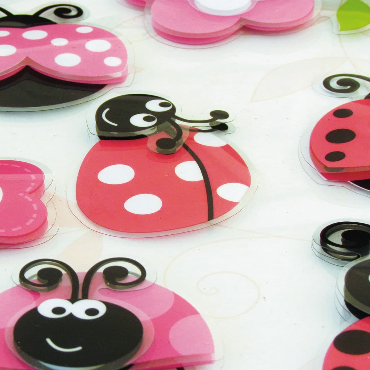 STICKER 3 LEVELS PINK LADY BUGS 31.5X36 CM - best price from Maltashopper.com BR480000342