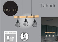 TABODI METAL AND NATURAL WOOD CHANDELIER 70CM 3XE27 - best price from Maltashopper.com BR420007291