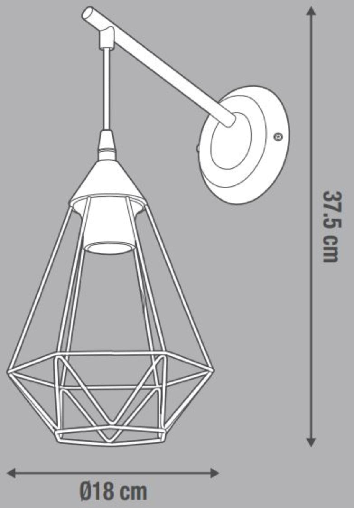 Bricocenter WALL LIGHT BYRON METAL BLACK 15.5X27.5 E27=60W