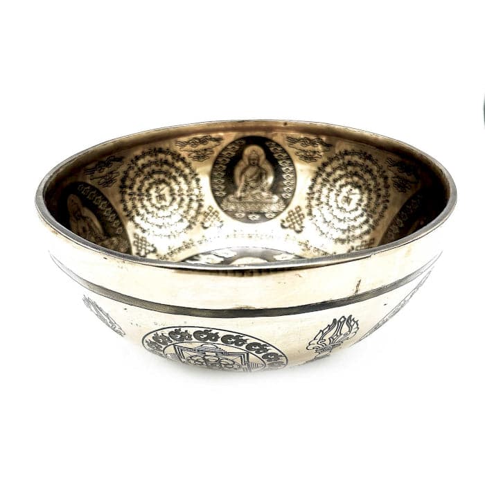 Tibetan Healing Engraved Bowl - 21cm - 5 Buddhas - best price from Maltashopper.com TIB-107