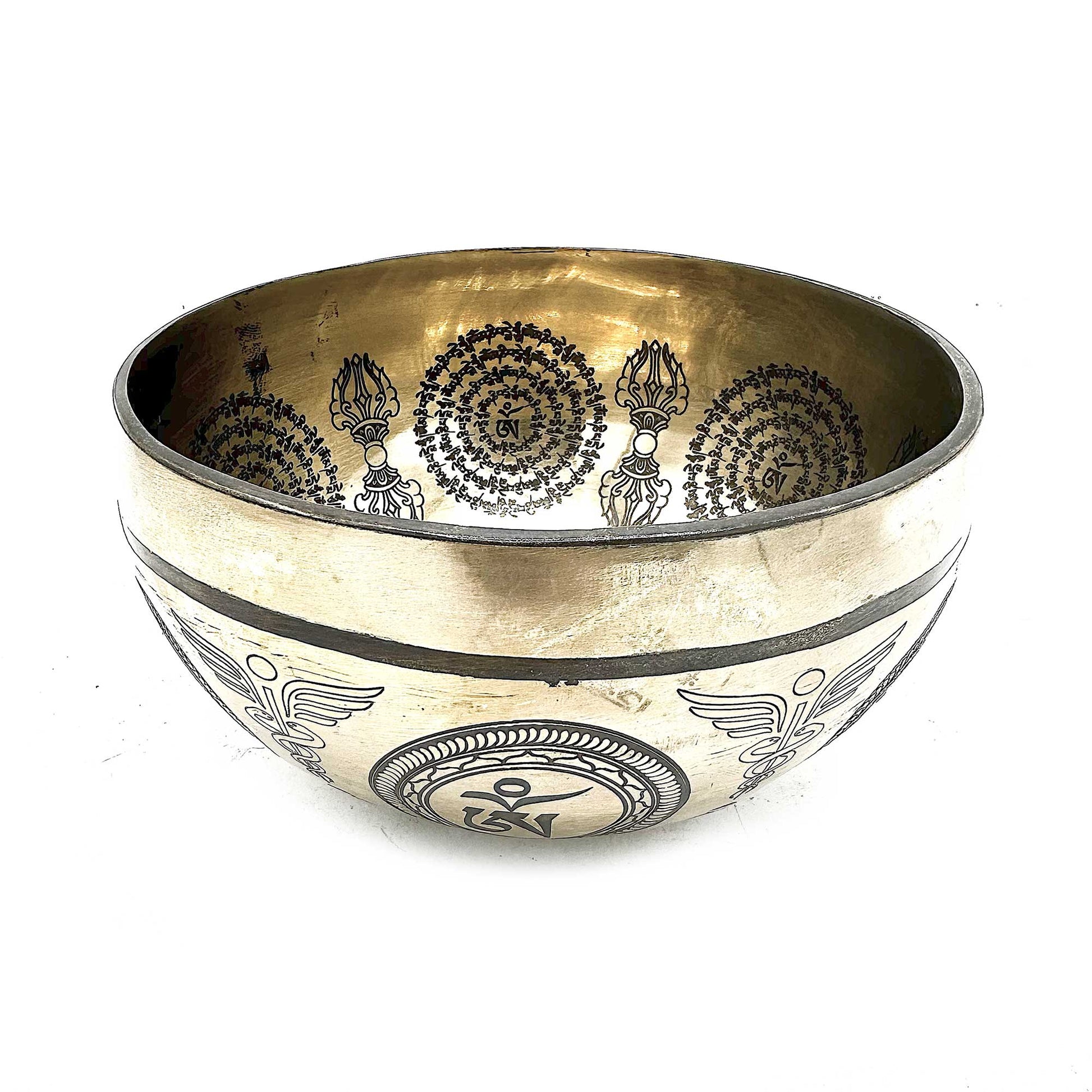 Tibetan Healing Engraved Bowl - 16cm - Bodhi Tree Buddha - best price from Maltashopper.com TIB-103