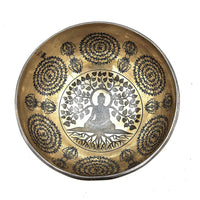 Tibetan Healing Engraved Bowl - 16cm - Bodhi Tree Buddha - best price from Maltashopper.com TIB-103