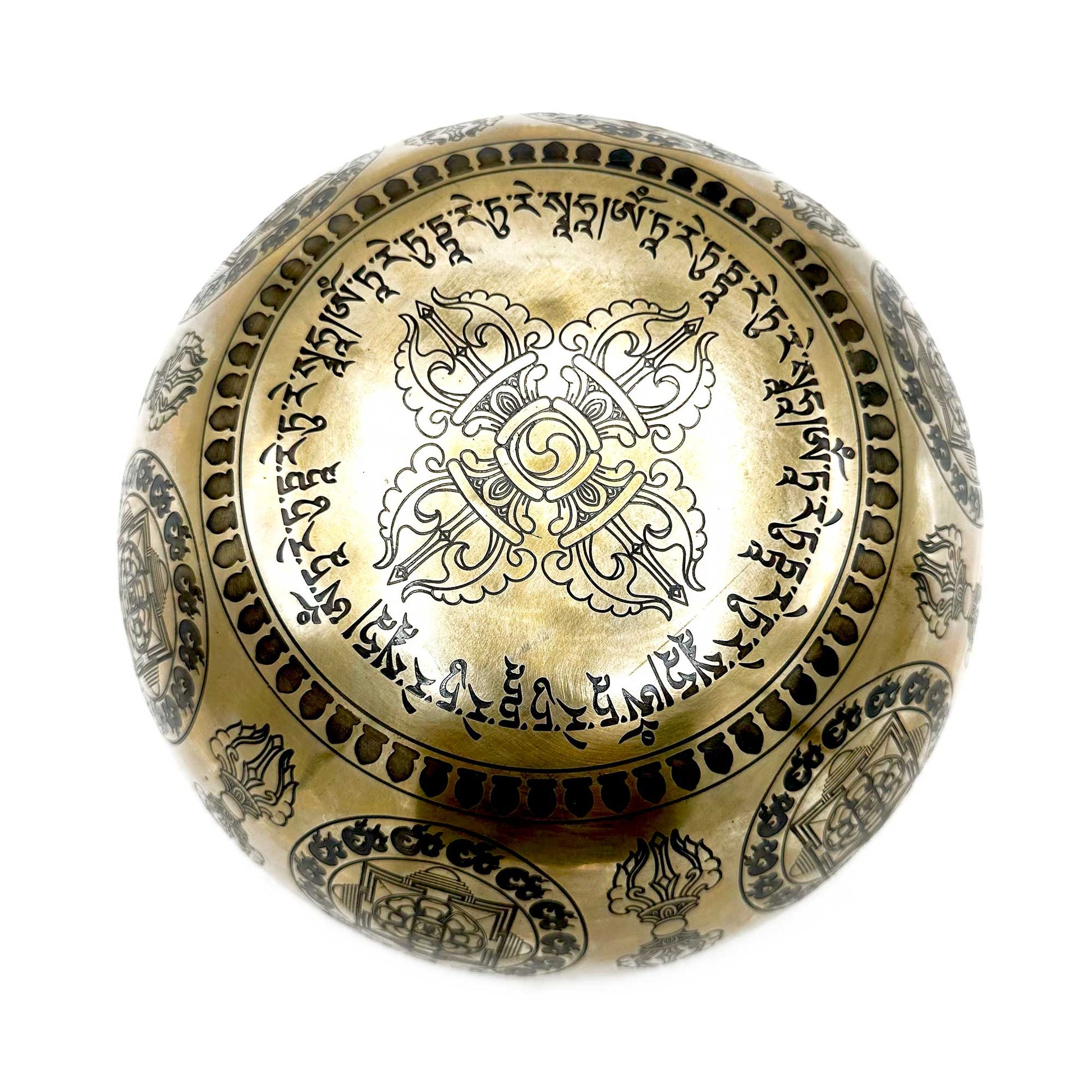 Tibetan Healing Engraved Bowl - 16cm - Bodhi Tree Buddha - best price from Maltashopper.com TIB-103