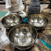 Tibetan Healing Engraved Bowl - 16cm - Bodhi Tree Buddha - best price from Maltashopper.com TIB-103