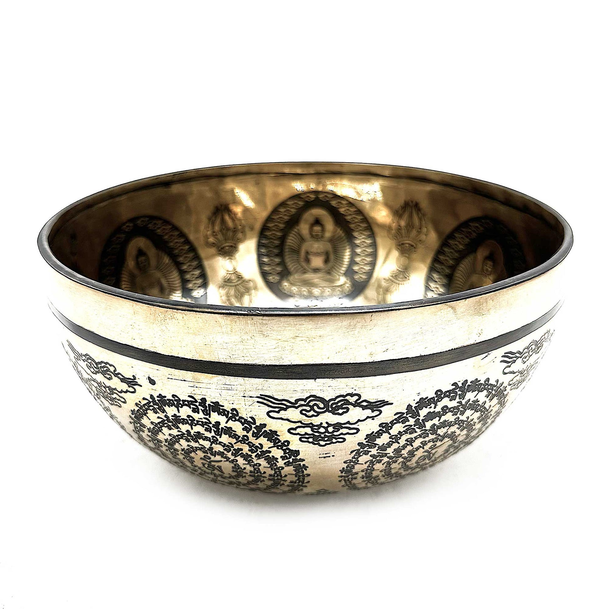 Tibetan Healing Engraved Bowl - 21cm - Om & Buddha - best price from Maltashopper.com TIB-105