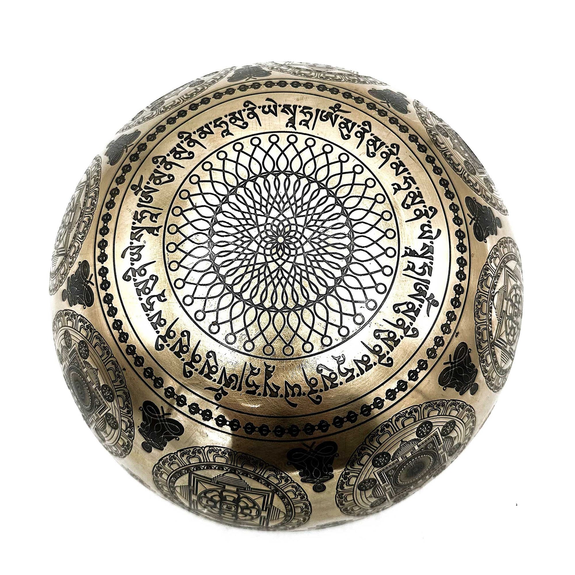 Tibetan Healing Engraved Bowl - 21cm - 7 Chakra & Flower of Life - best price from Maltashopper.com TIB-106