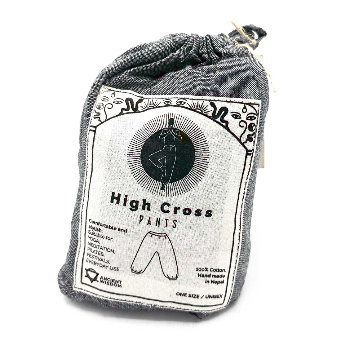 Yoga and Festival Pants - High Cross Himalayan Print on Grey - best price from Maltashopper.com YFP-01