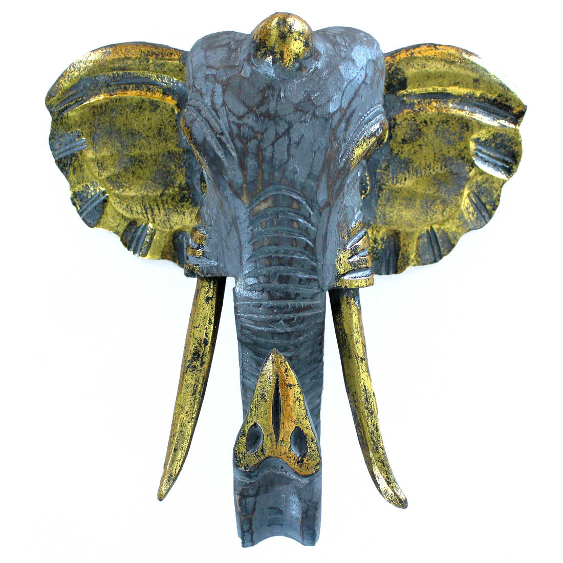 Large Elephant Head - Gold & Grey - best price from Maltashopper.com VINTEP-05