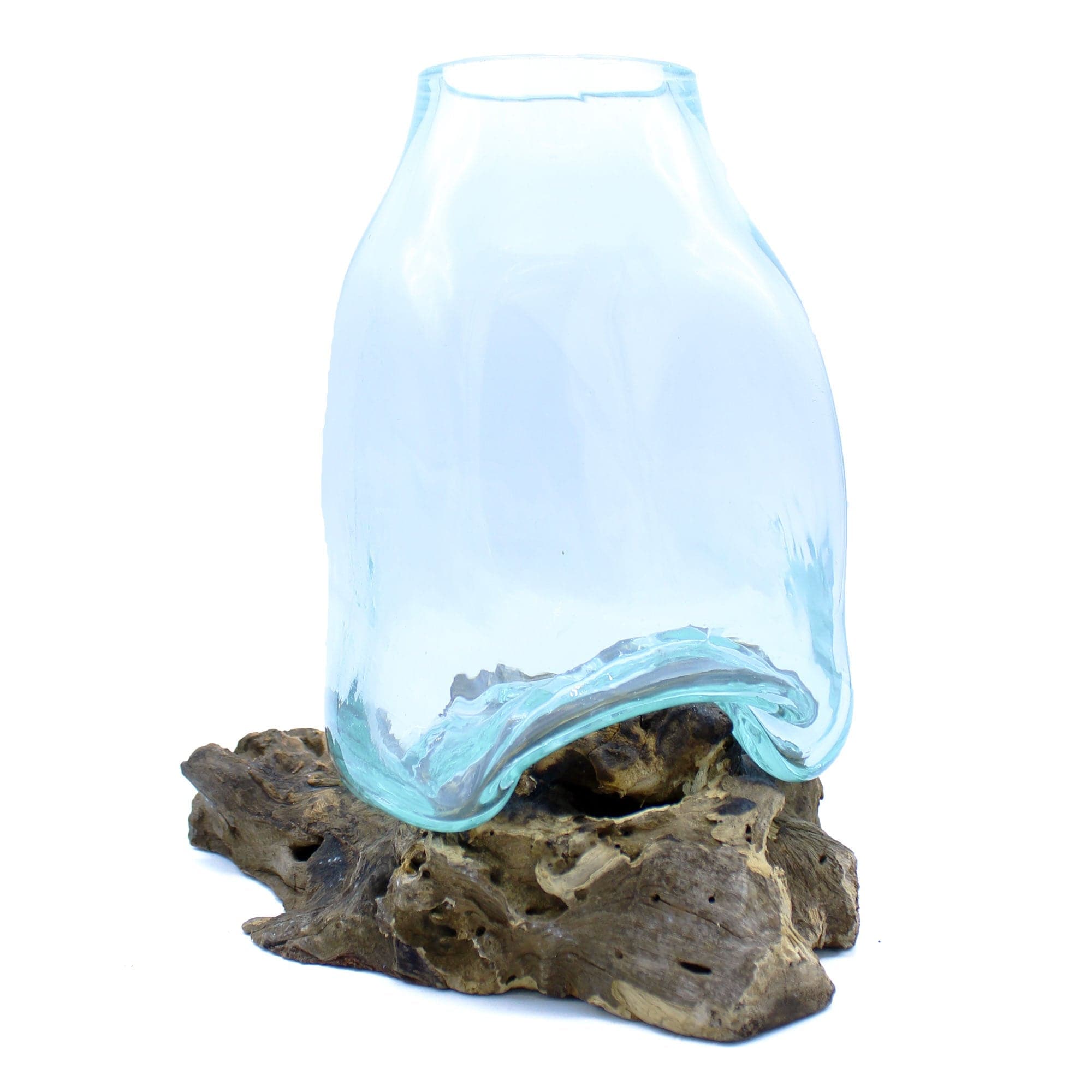 Large Molten Glass Vase - Terrarium Jar on Wood - Premium  from Bliss - Just €35! Shop now at Maltashopper.com