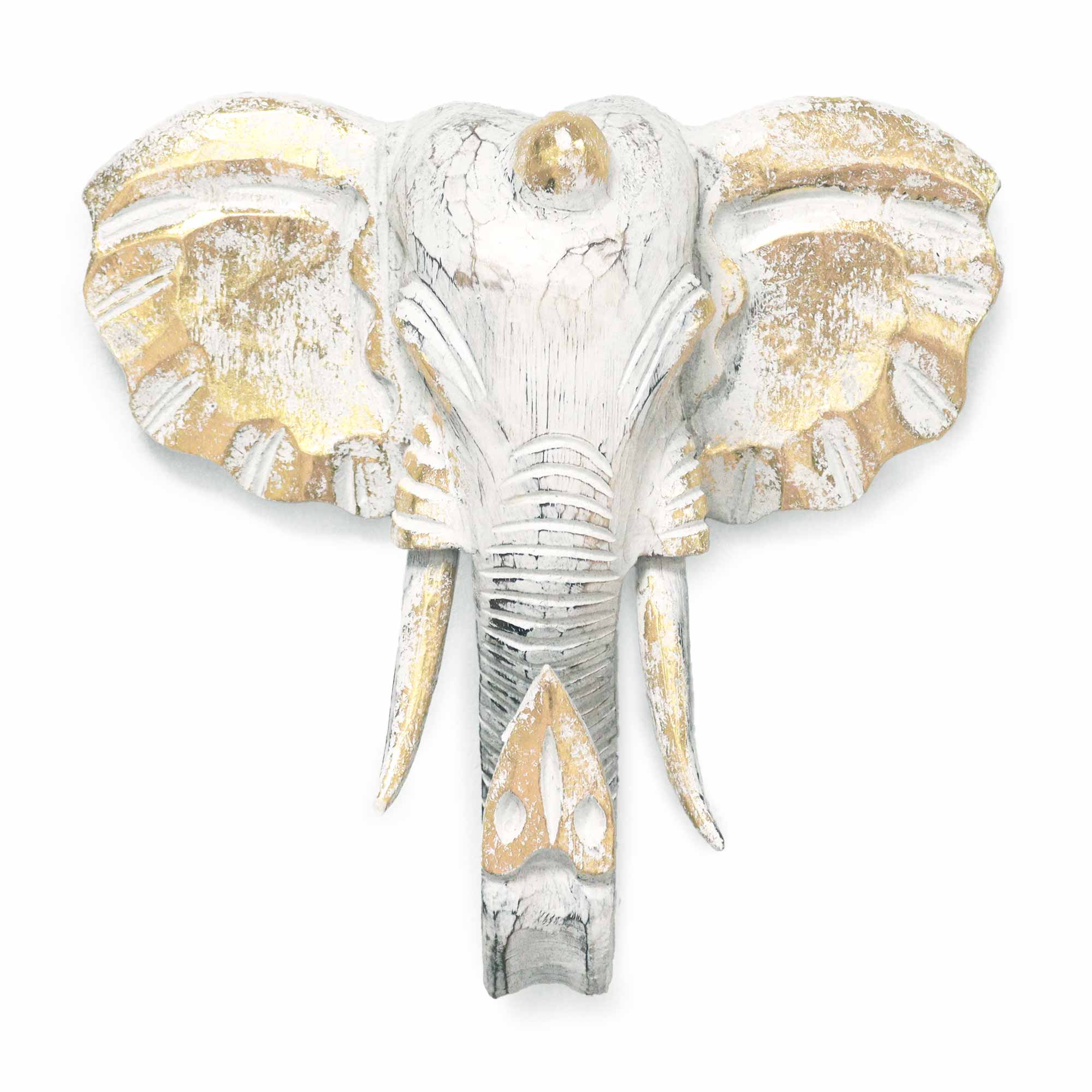 Large Elephant Head - Gold & Whitewash - Premium  from Bliss - Just €30! Shop now at Maltashopper.com