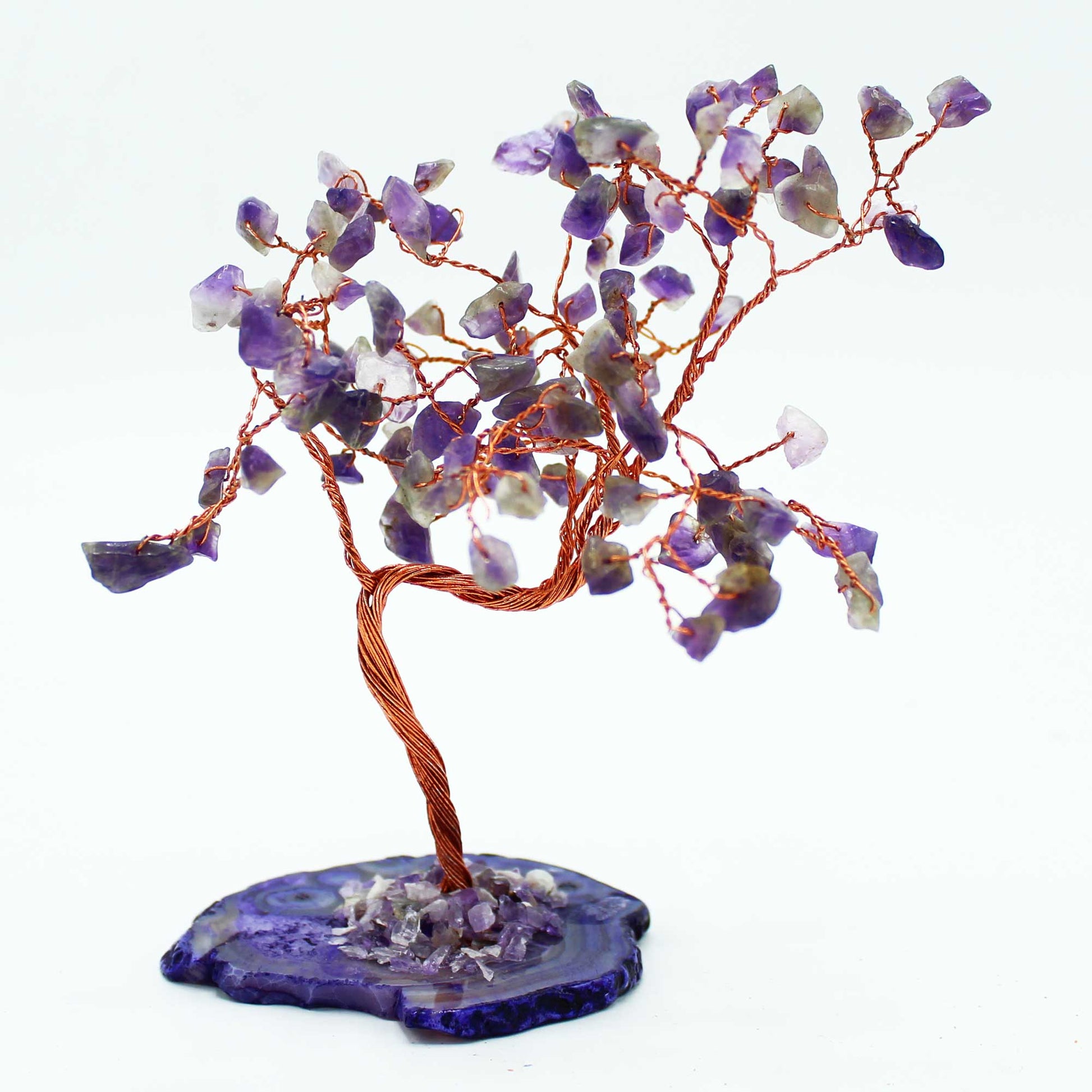Lrg Gemstone Tree - Amethyst on Natural Agate Base (100 stones) - best price from Maltashopper.com AGEMT-08