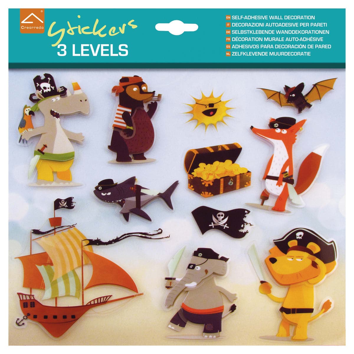 STICKER 3 LEVELS PIRATES 31.5X36 CM - best price from Maltashopper.com BR480000339