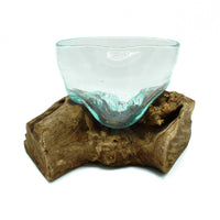 Molten Glass Arfully Misshapen Bowl on Wood - best price from Maltashopper.com MGW-36