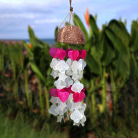 Coconut & Capiz Windchimes - Pink and White Mix Shapes - 35cm - best price from Maltashopper.com COPI-12