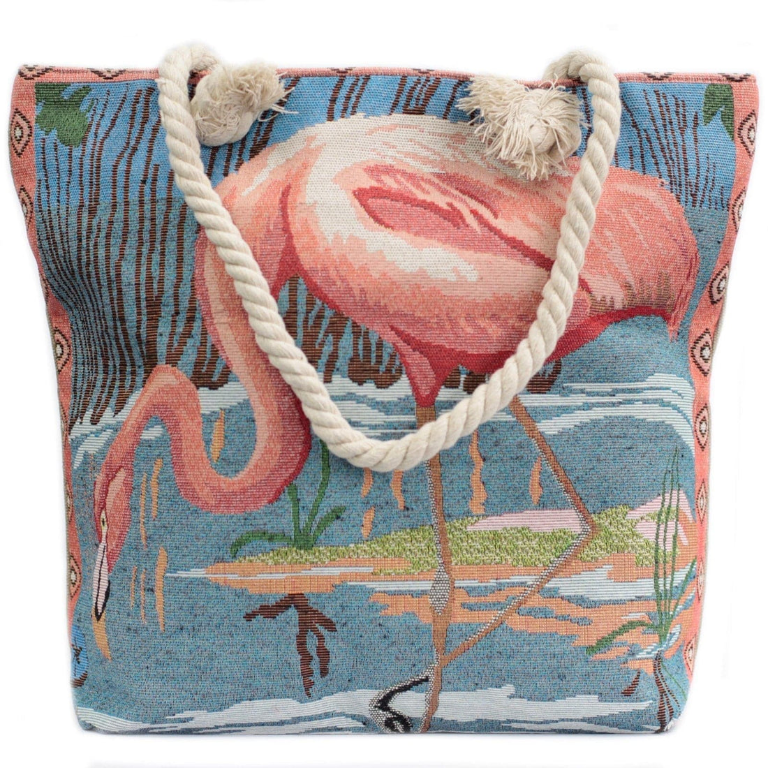Rope Handle Bag - Pink Flamingo - best price from Maltashopper.com RHSB-13