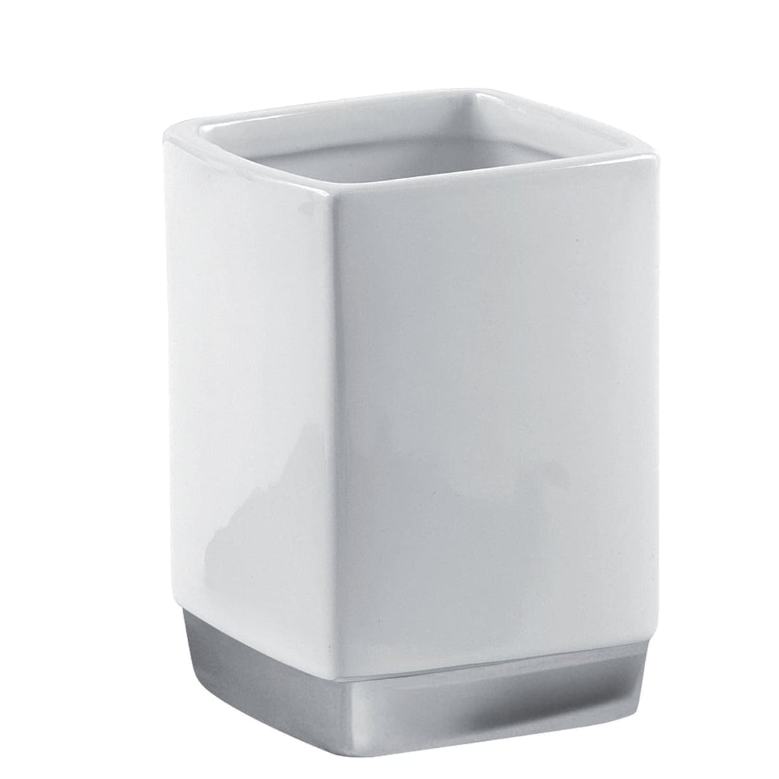 TOOTHBRUSH HOLDER LUCY WHITE SILVER CERAMIC - best price from Maltashopper.com BR430003942