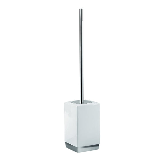 SHELF TOILET BRUSH HOLDER LUCY WHITE SILVER CERAMIC - best price from Maltashopper.com BR430003944