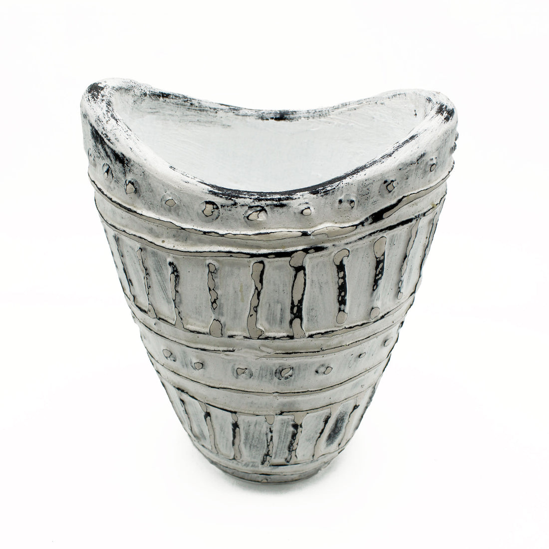 Wide Neck Shaped Vase - Cream 22cm