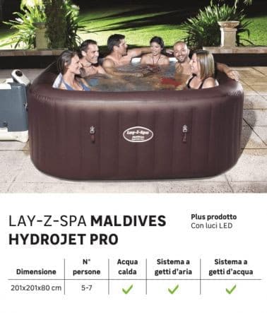 BESTWAY LAY-Z-SPA MALDIVES - swimming pool SPA Hydrojet- 201x201x80cm