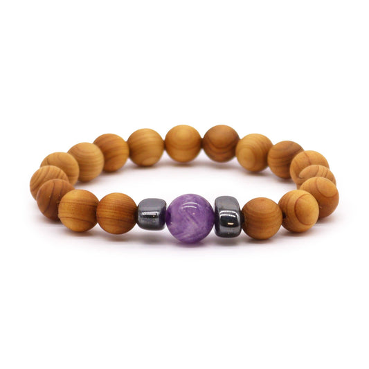 Bliss Cedarwood Third Eye Chakra Bangle with Amethyst