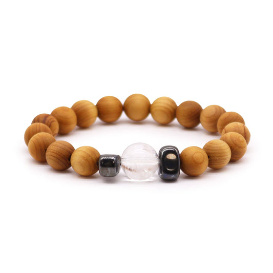 Bliss Cedarwood Crown Chakra Bangle with Clear Quartz