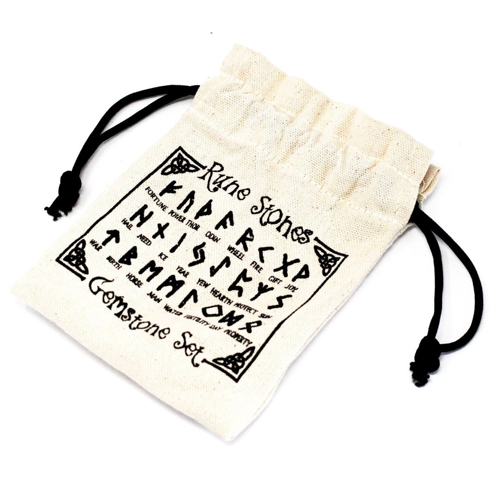 Bliss Runes Stone Set in Pouch - White Agate