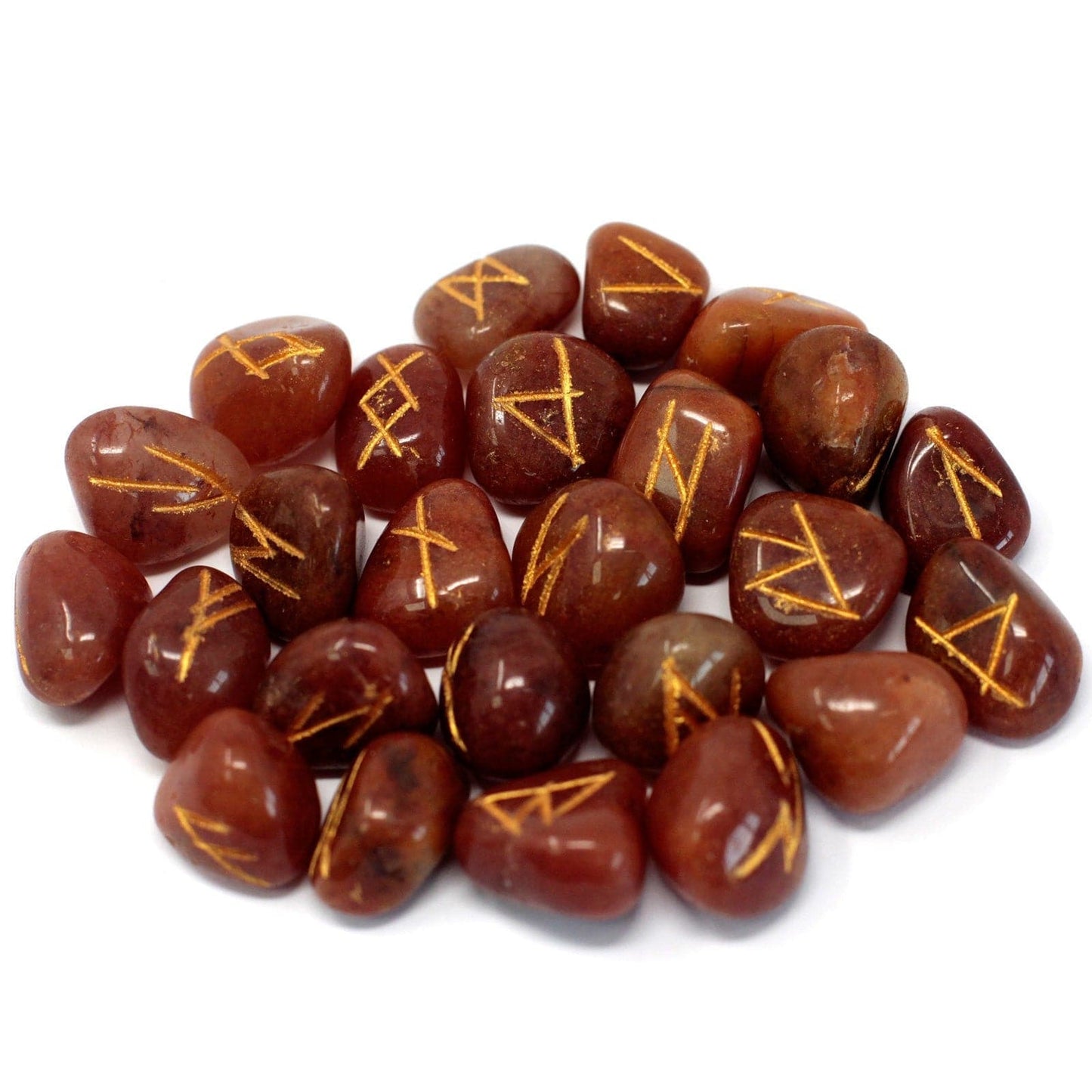 Bliss Runes Stone Set in Pouch - Red Aventurine