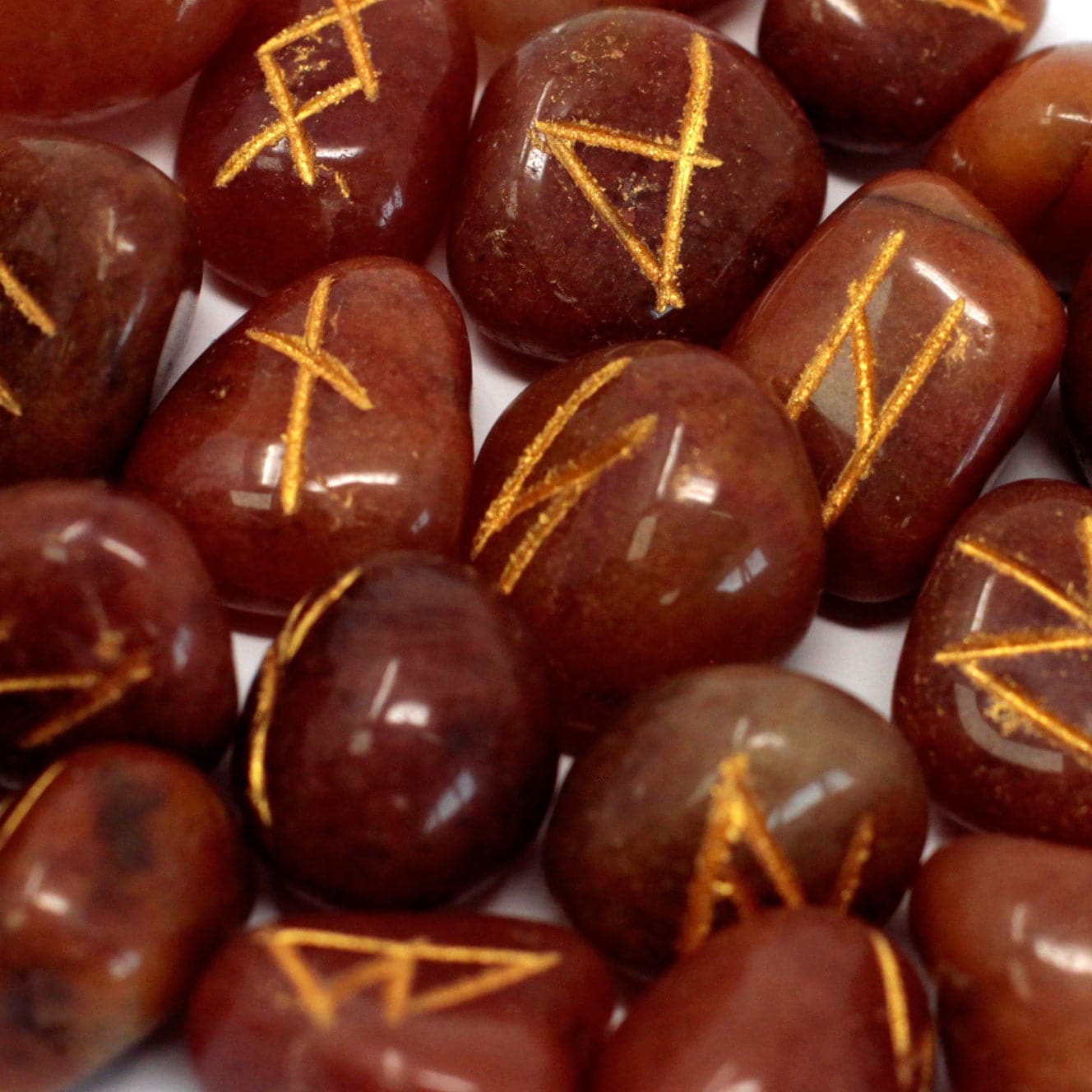 Bliss Runes Stone Set in Pouch - Red Aventurine