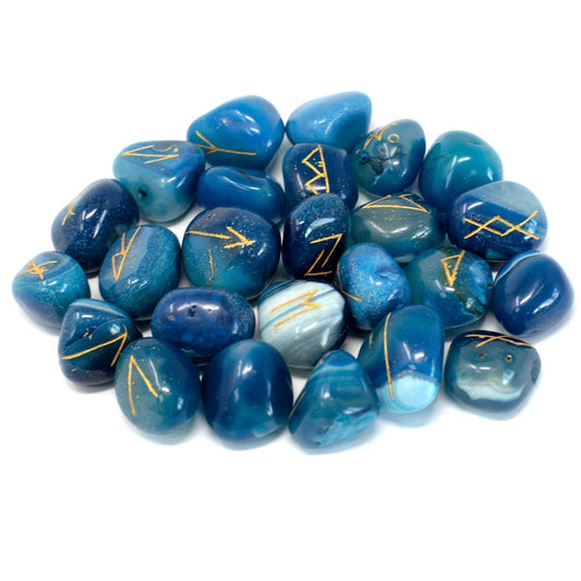 Runes Stone Set in Pouch - Blue Onyx - best price from Maltashopper.com RUNE-41