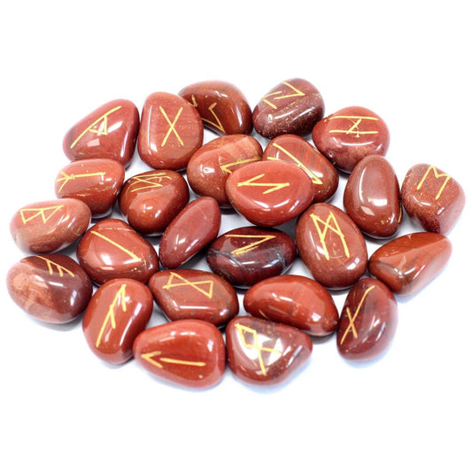 Bliss Runes Stone Set in Pouch - Red Jasper