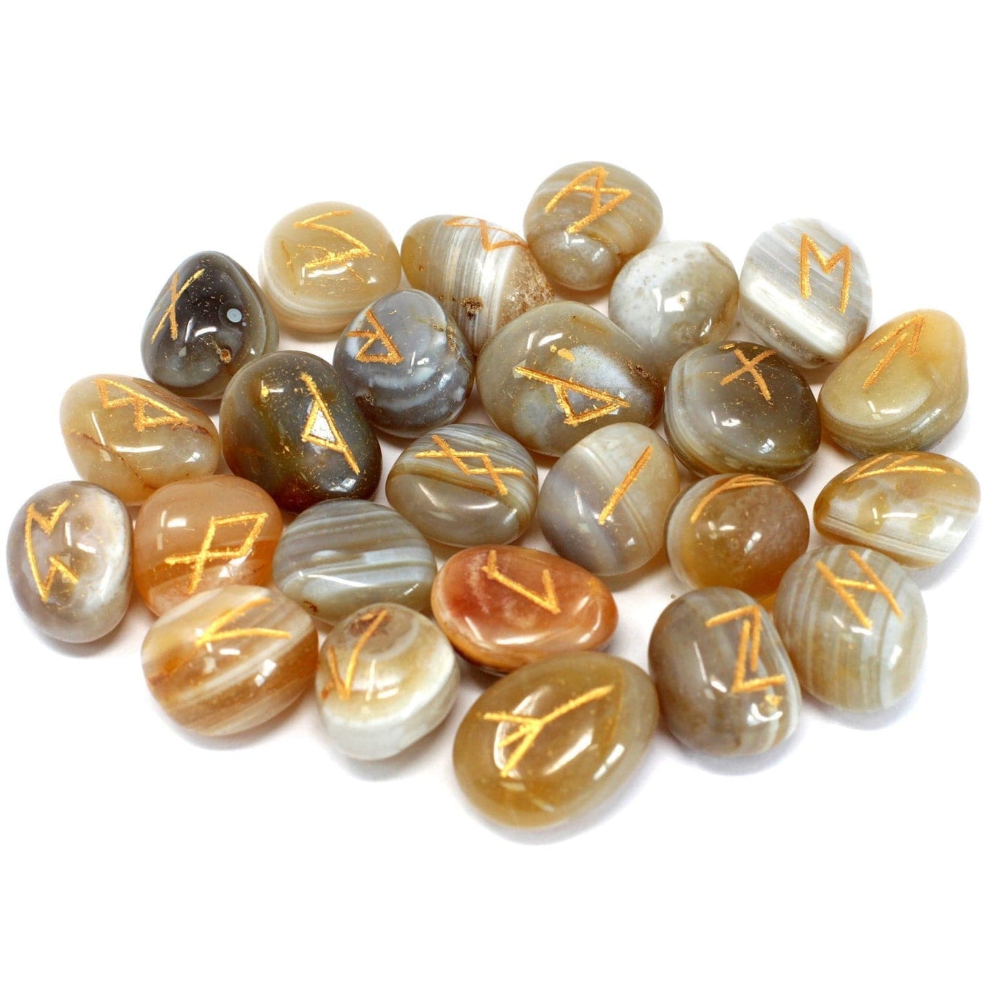 Runes Stone Set in Pouch - Banded Agate - best price from Maltashopper.com RUNE-48