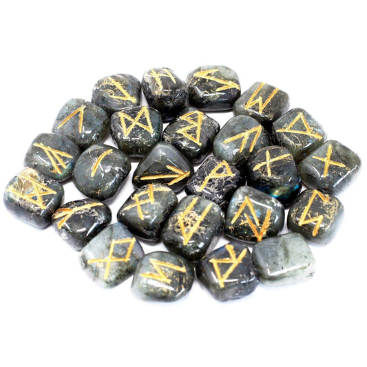 Bliss Runes Stone Set in Pouch - Labradorite