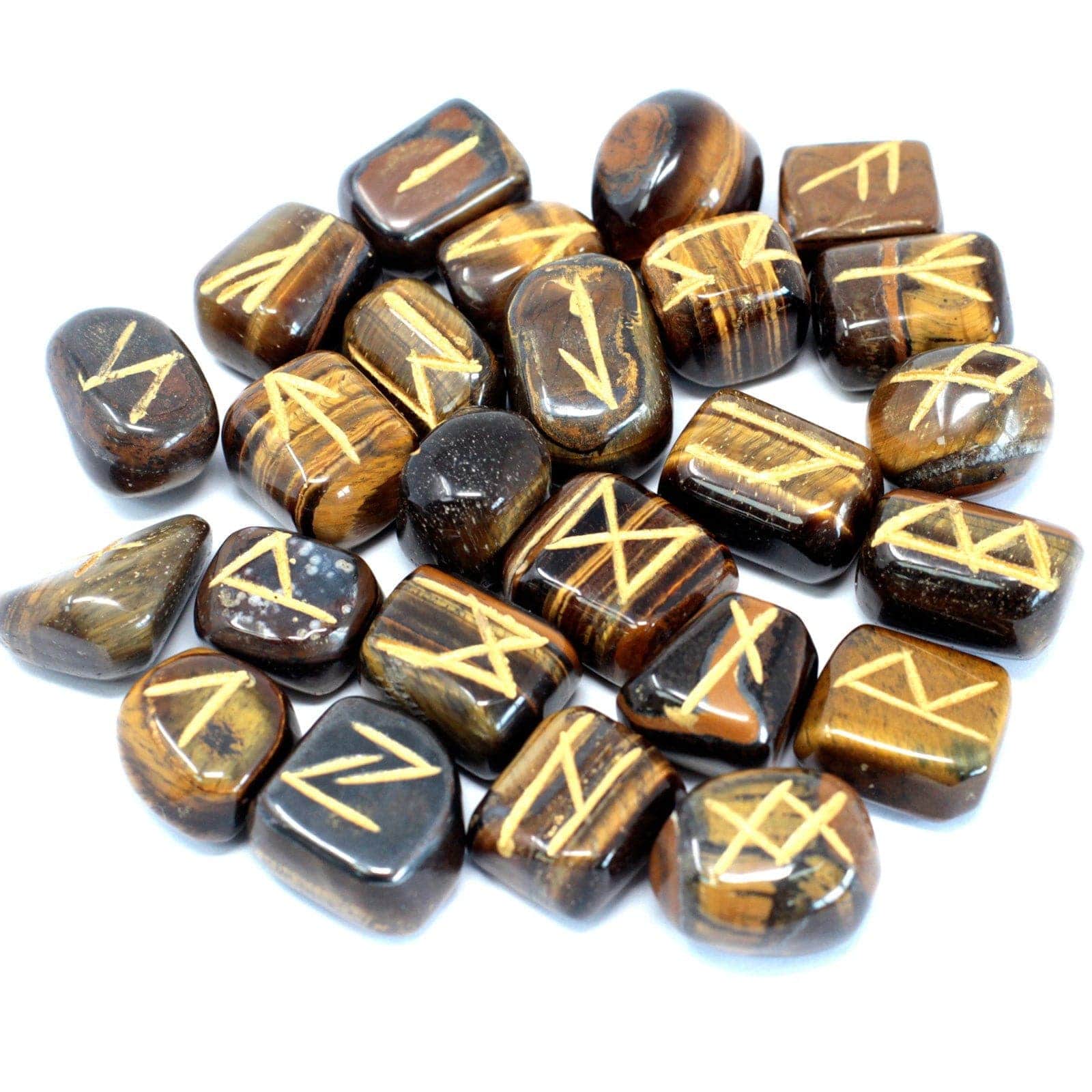 Bliss Runes Stone Set in Pouch - Tiger Eye